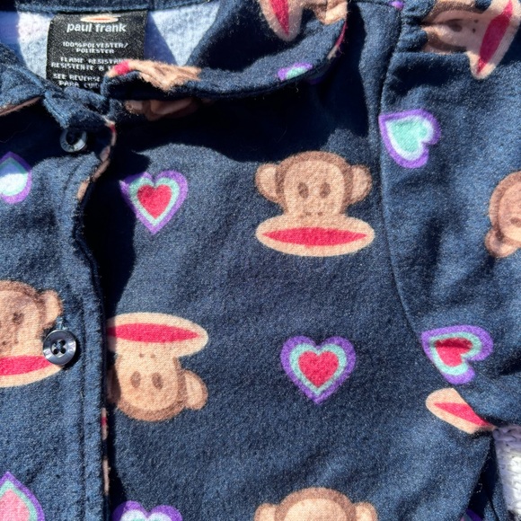 VINTAGE Y2K PAUL FRANK SOCK MONKEY GRAPHIC PRINT PAJAMAS SIZE 18 MONTHS - Picture 6 of 7